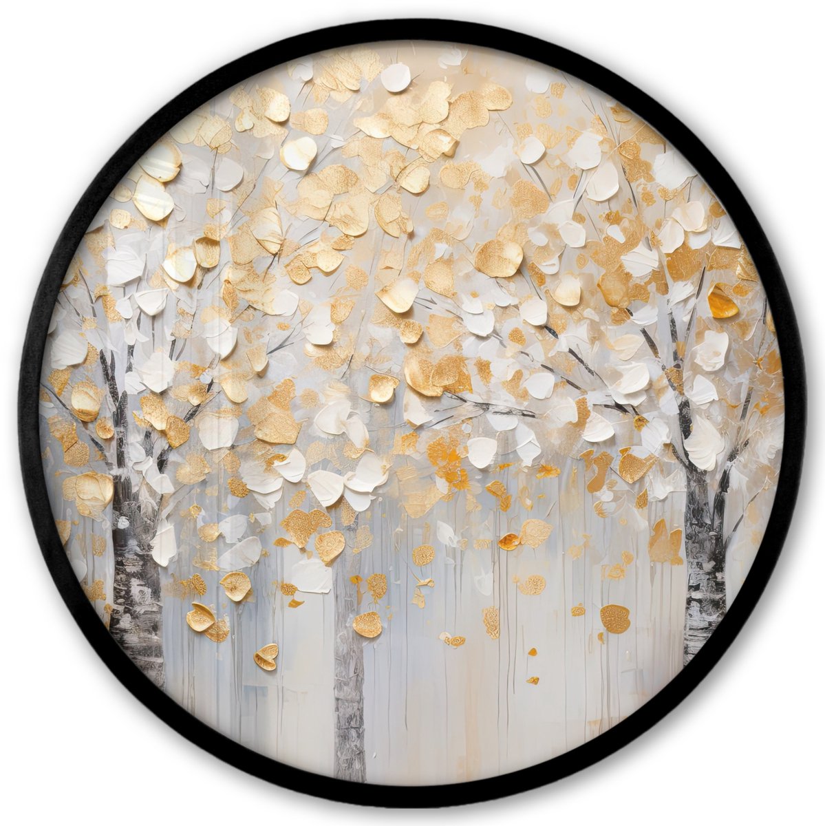 FrameYourWall Poster in lijst Rond - Fotolijst 40x40 cm - Posters - Bomen - Aquarel - Kunst - Natuur - Ronde posterlijst zwart - Decoratie - Wanddecoratie woonkamer - Muurdecoratie slaapkamer
