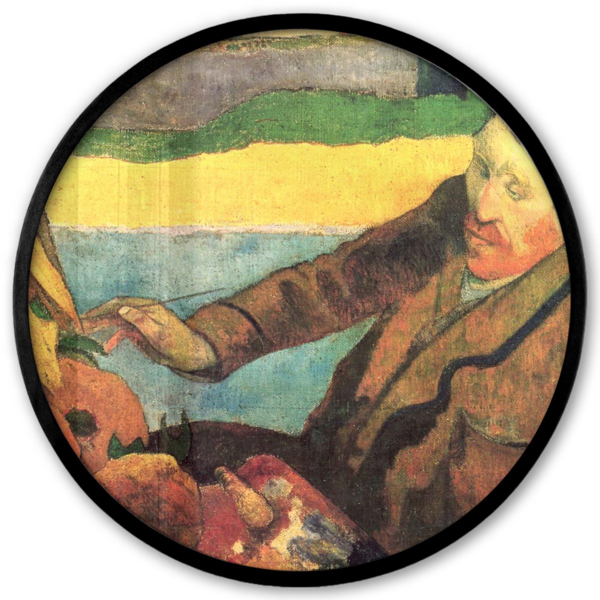 FrameYourWall Poster in lijst Rond - Fotolijst 40x40 cm - Posters - De zonnebloemenschilder - Vincent van Gogh - Ronde posterlijst zwart - Decoratie - Wanddecoratie woonkamer - Muurdecoratie slaapkamer Multicolor