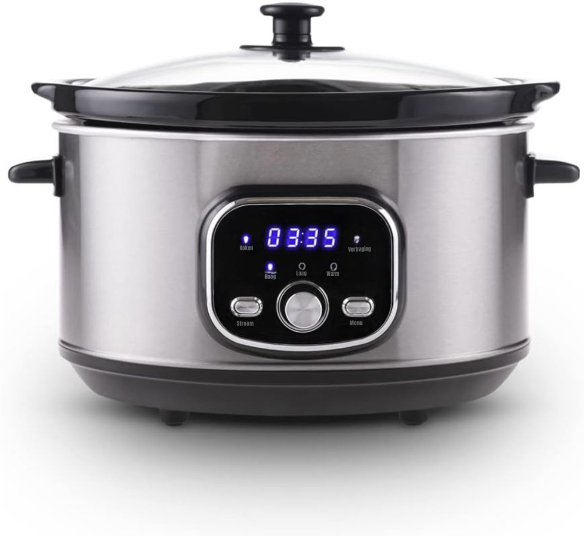 MMP® Slowcooker met timer - Slowcooker - Crockpot - Zilver - ‎25cm x 32cm x 23cm