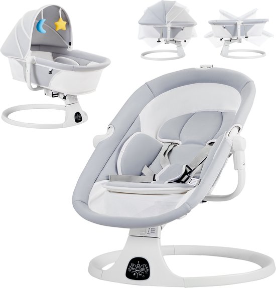 Baby Swing - Elektrische Babyschommel-Bed-2 in 1 -Automatische Wipstoel voor je Baby - Schommelstoel- Babyswing - Uitneembare Wasbare Wipstoelhoes