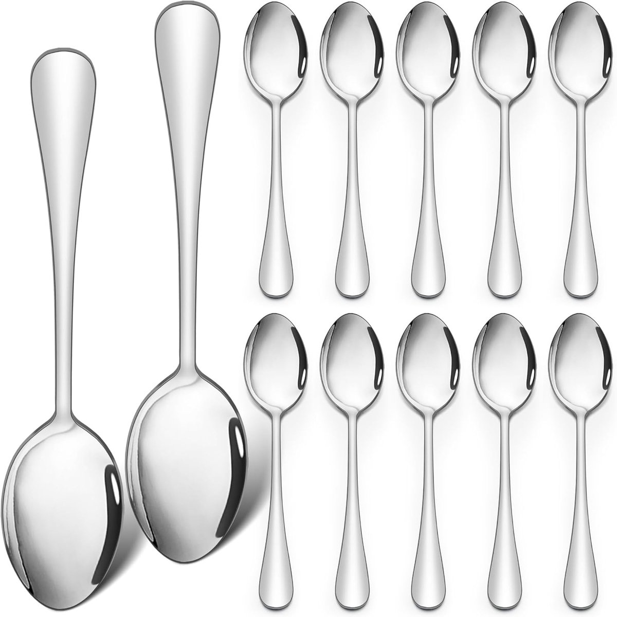 12-delige RVS Lepelset – Hoogwaardig Roestvrij Staal, 20,5*4.5 cm, Vaatwasmachinebestendig, Soep- & Dessertlepels voor Familie, Restaurant & Picknick