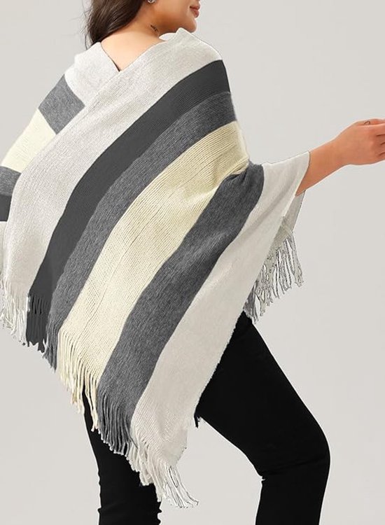 ZLYC Dames herfst winter kasjmier poncho capes retro gebreid vest met franjes, rood, One Size ZLYC Dames herfst winter kasjmier poncho capes retro gebreid vest met franjes, rood, One Size