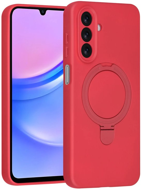Coque rouge en silicone avec anneau pour Samsung Galaxy A17/A26 5G.