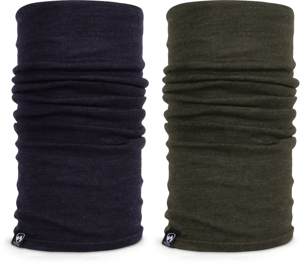 MowMow 2-pack Merino Nekwarmer - Sjaal - Multifunctionele hoofdbescherming - Sport - Wintersport - Zwart + Groen