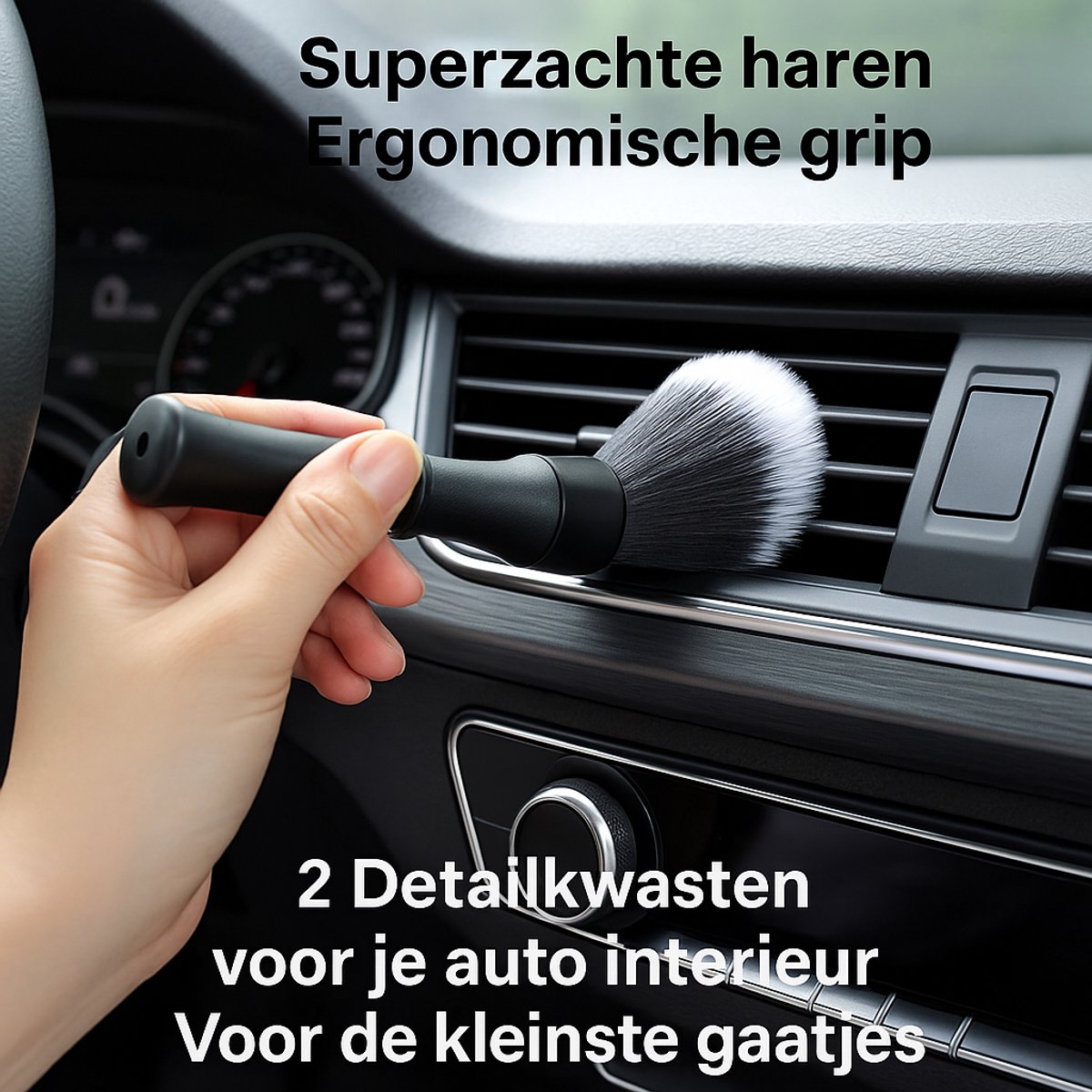 Reinigingsset voor auto, interieur, 2 stuks, penseel, detailing, auto-reinigingsborstel, auto, interieur, detailkwast, voor het reinigen van de stoelen van het dashboard van de ventilatieopeningen (A