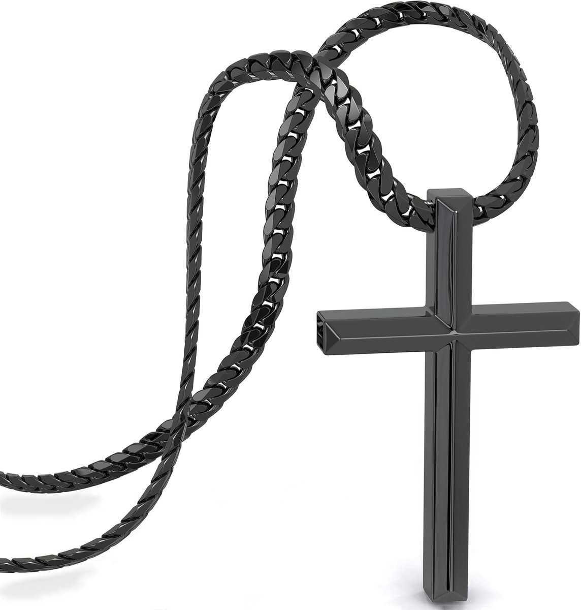 SERASAR Premium Ketting voor Heren [Loyal] | Roestvrij staal 316L | Waterdicht | Stevige kinketting | Veilige sluiting | Zwart | 50 cm | Inclusief sieradendoosje