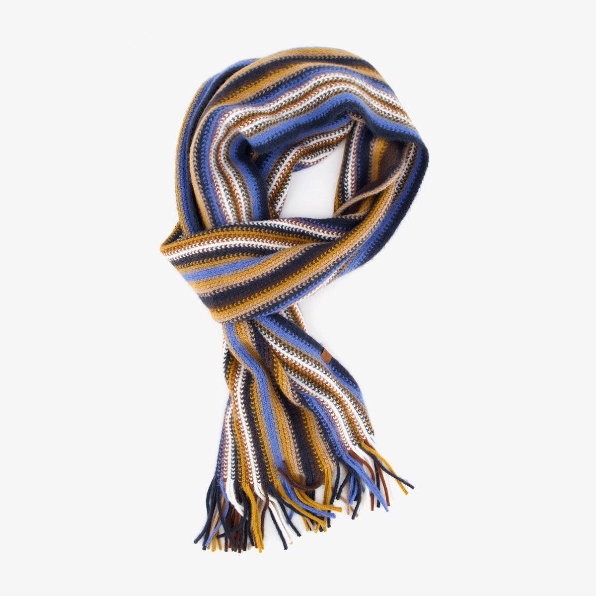 Gebreide heren sjaal multicolor - Blauw - 100% Acryl - Extra zacht