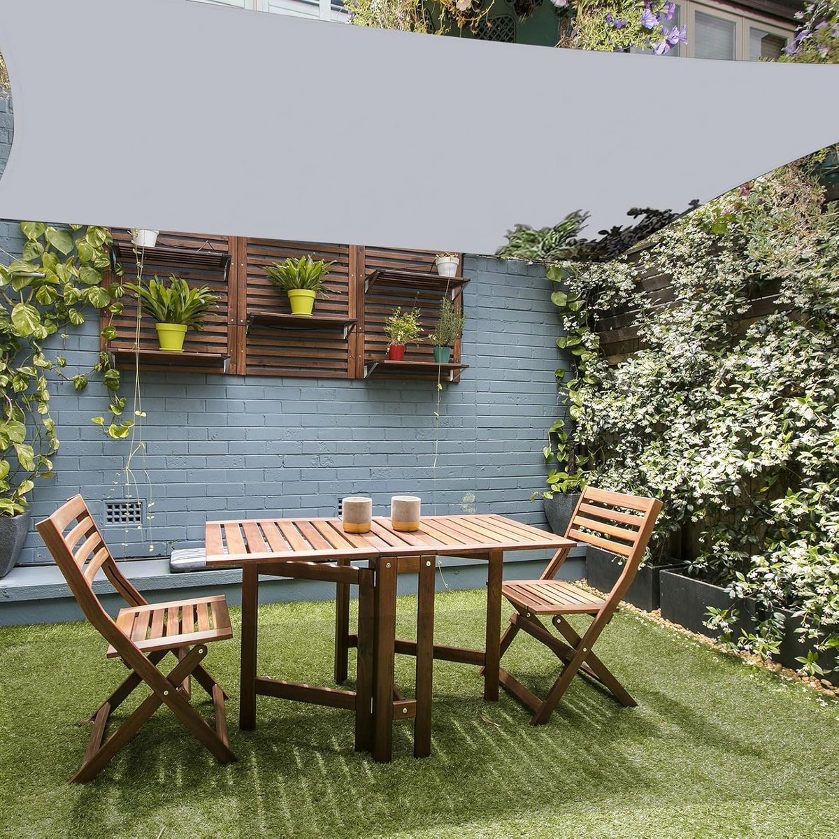 Rechthoekig schaduwdoek 3x5 m- ademend HDPE schaduwdoek (185 g/㎡)- rechthoekig schaduwnet 5x3 m met UV-bescherming voor patio- tuin- terras- buiten- 3x5 m lichtgrijs