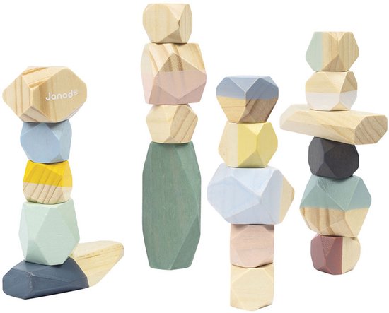 Janod Sweet Cocoon - Stapelstenen - Lichtgewicht Houten Stenen - Eindeloze Constructiemogelijkheden! - Geschikt Vanaf 2 Jaar van Janod — afbeelding 5