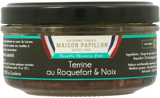 Duo Terrines – Roquefort & Walnoten, ambachtelijk, volledig natuurlijk uit Frankrijk, 2 × 130 g