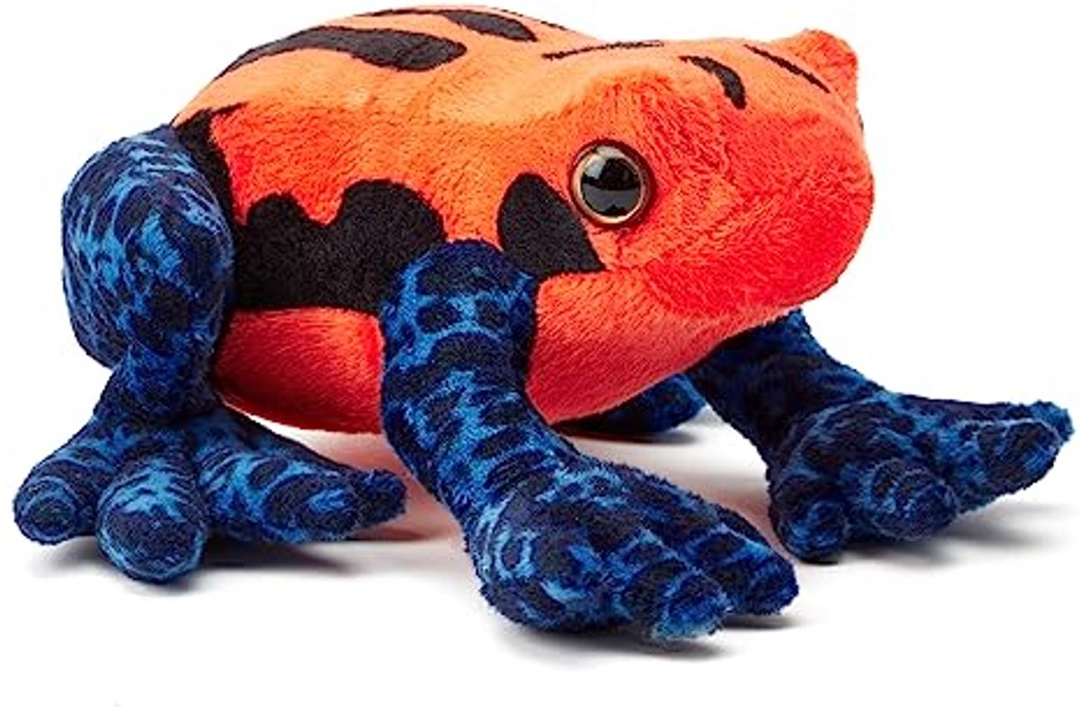 Image of 100% Gerecyclede Knuffel Pijlgifkikker Oranje/Blauw - Eco-Vriendelijk Speelgoed voor Pasgeborenen