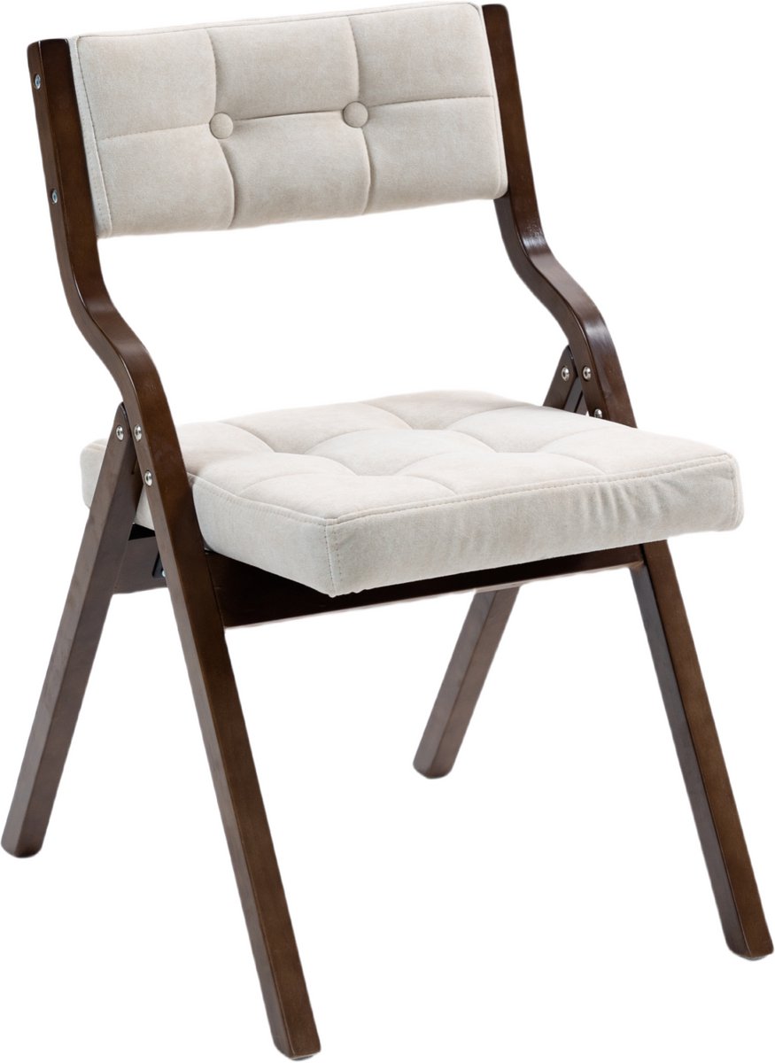 in& out door furniture HOMEFUN Opvouwbare Stoelen met Kussen, 2 Stuks Houten Opvouwbare Stoelen met Vulling, Draagbare en Gemonteerde Eetkamerstoelen voor Gasten, Keuken, Kantoor, Trouwfeest en Feestje, Crème