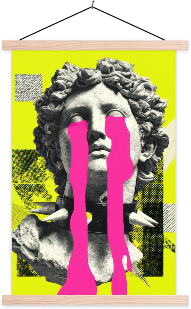Posterhanger incl. Poster 60x90 cm - Schoolplaat - Buste - Verf - Geel - Textielposter - B