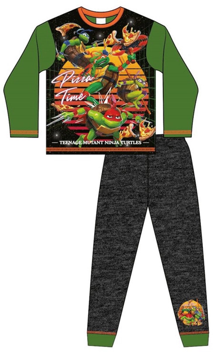 Teenage Mutant Ninja Turtles - Pyjama - Maat 122/128 - Zwart met groen - Kinderpyjama - katoen