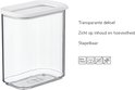 Une boîte de conservation Mepal Modula vide avec un couvercle blanc et une fenêtre transparente. Empilable et sans BPA.