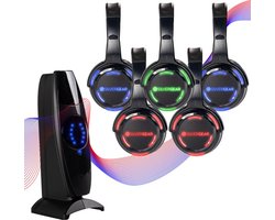 Silent Disco Set Met 5 Koptelefoons - Complete DJ Set voor Ultieme Feestervaring - Verlichte Discolamp - Draadloos