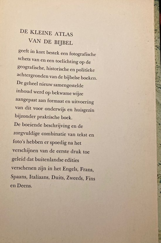 Tekst op de titelpagina van het boek "De kleine atlas van de Bijbel".