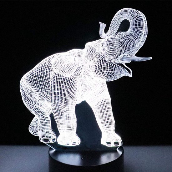 Daity 7 Kleurveranderende nachtlamp 3D-sfeerlamp 3D visuele illusie LED-lamp Geschikt voor kinderspeelgoed Kerstmis verjaardagscadeau (olifant) van Merkloos — afbeelding 3