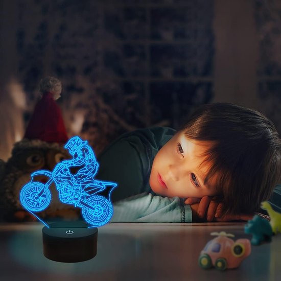 Daity Off-road motorfiets cadeau, off-road motorfiets 3D nachtlampje, geschikt als kerst verjaardagscadeau voor kinderen, geschikt voor kindermotorfans met afstandsbediening, 16 kleurveranderingen van Daity — afbeelding 4