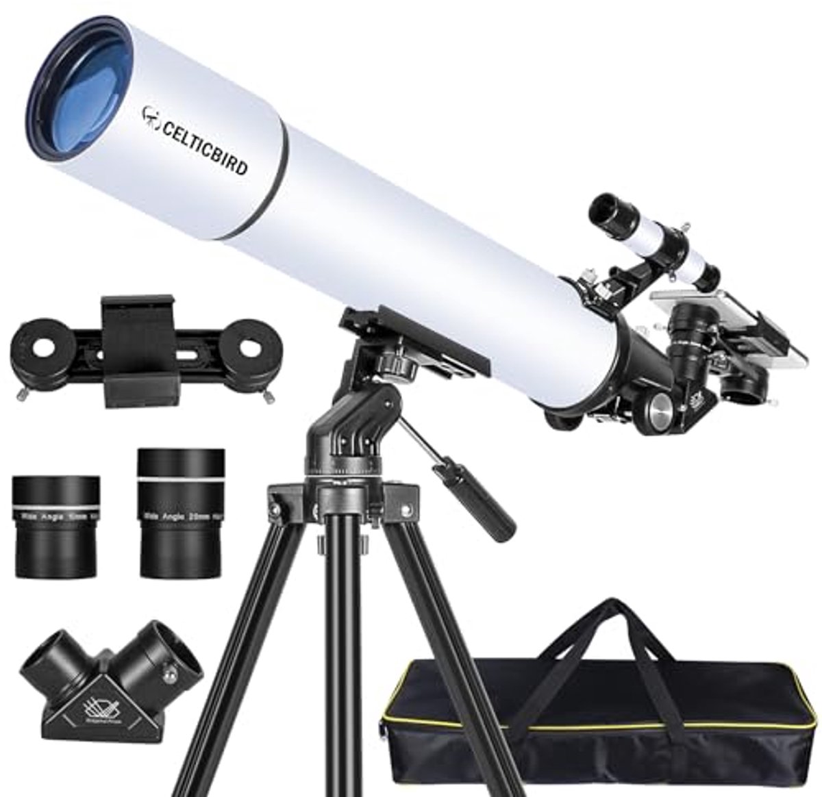 80 mm Refractor Telescoop voor Volwassenen - Krachtige Reistelescoop voor Beginners