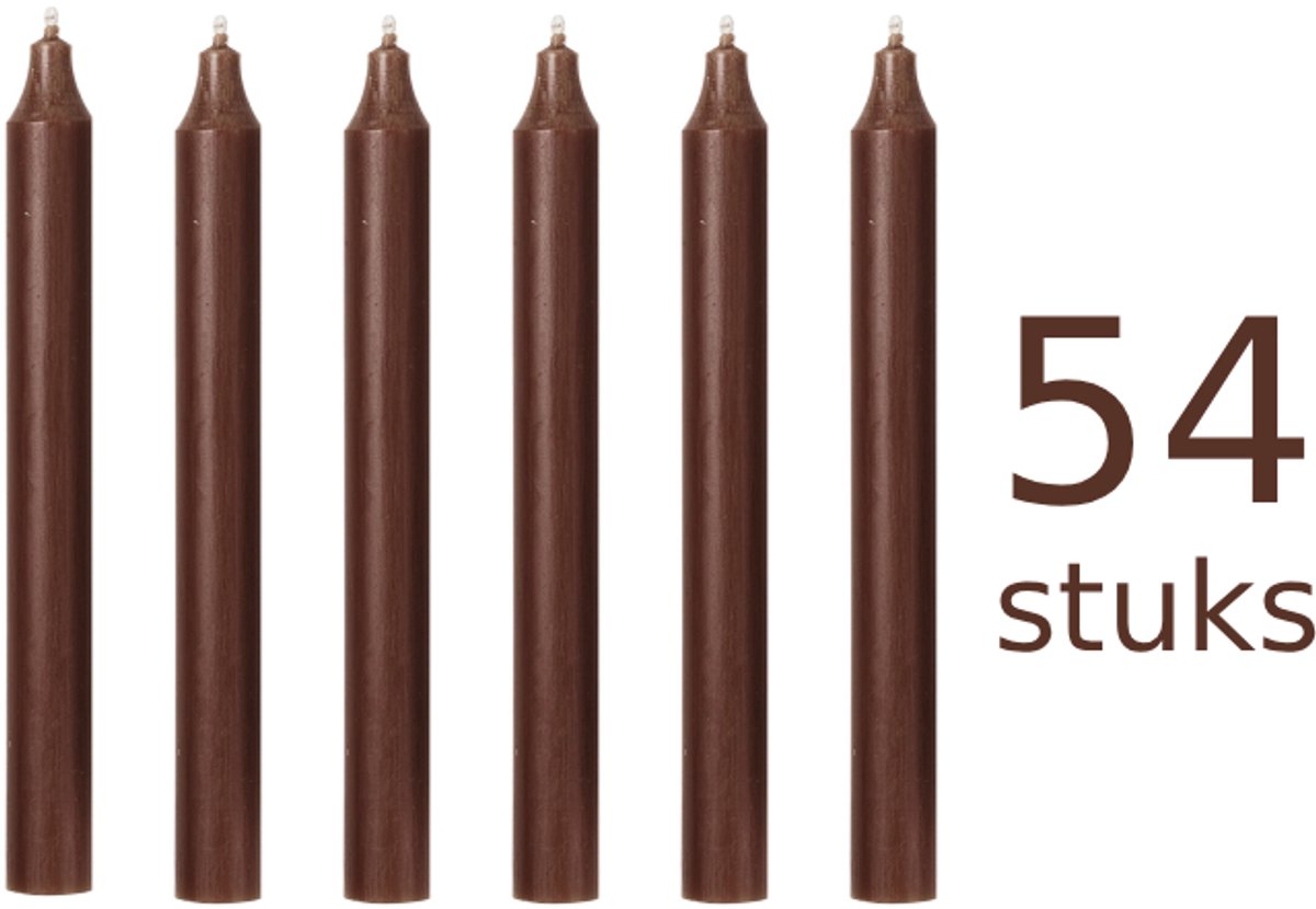 Broste Copenhagen hoge kwaliteits Donkerbruin dinerkaarsen 100% Oekö-tex katoenen lont, RAL gecertificeerde paraffine Ø 2,1 x 20 cm 54 stuks