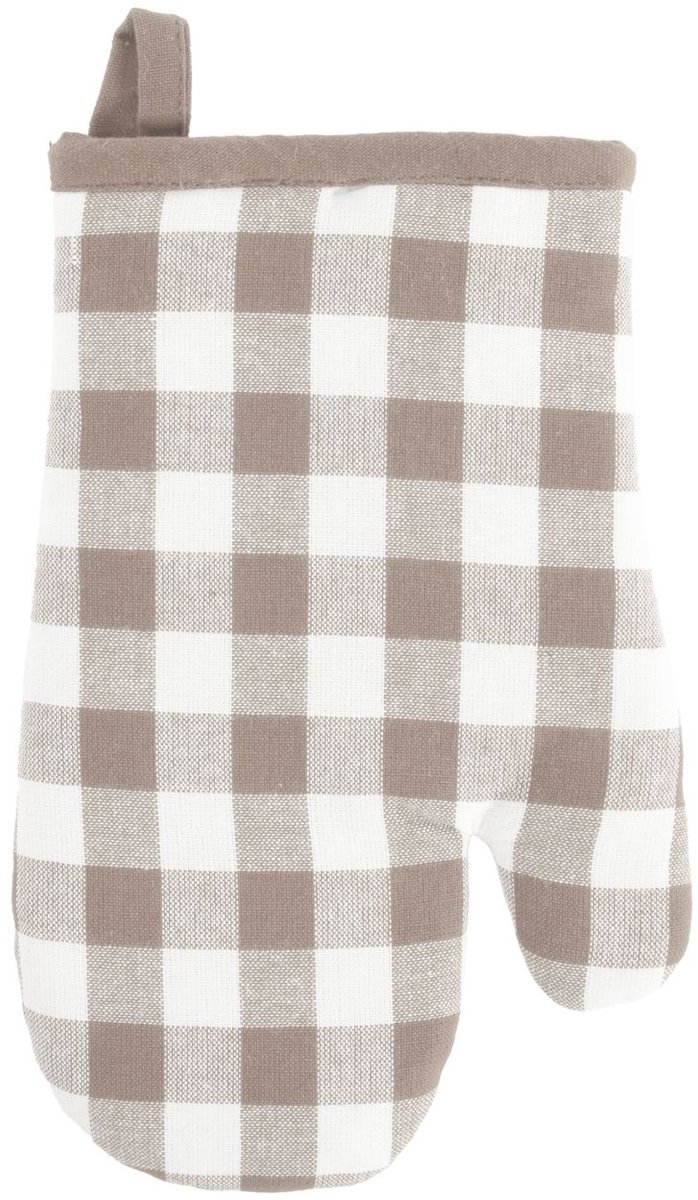 Tiseco Gingham Ovenwant - 28 x 18cm - Taupe