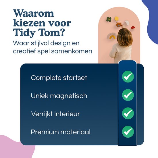 Tidy Tom Free Shapes – Muursticker magnétique – Forme d'arche – Tableau noir et tableau magnétique – Accessoires inclus – Beige avoine