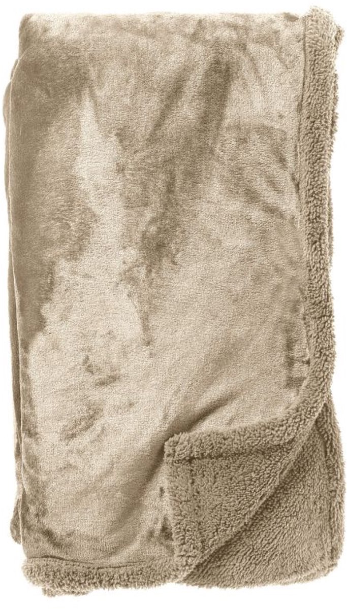 Dutch Decor STANLEY - Plaid 150x200 cm - fleece deken met teddy en fleece - Pumice Stone - beige Lichtbeige