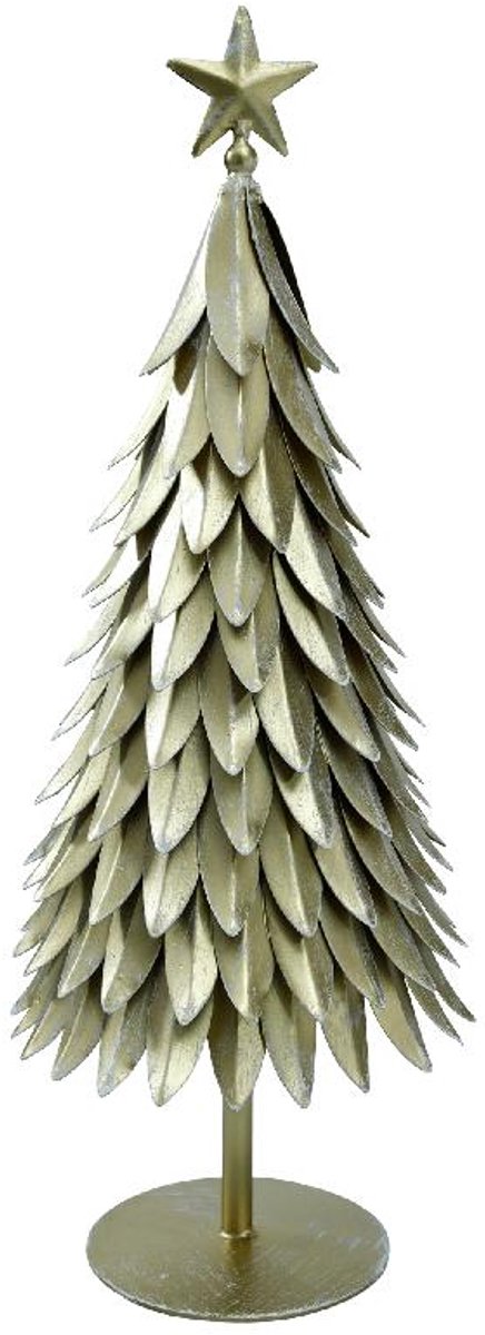 PTMD metalen kerstboom goud-wit - S- hoogte 23 cm