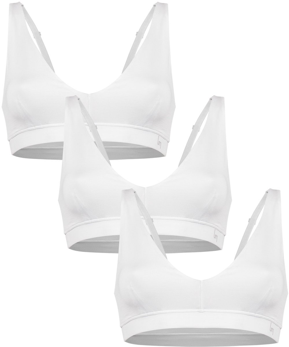 Undiemeister Bralette Dames 3-Pack Platte Naden Tencel Beha - Chalk White (Wit) - Maat S