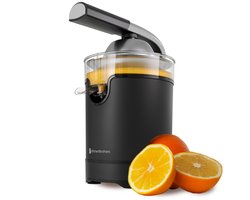 KitchenBrothers Citruspers - Elektrische Sinaasappelpers en Citroenpers - Met Uitloop en Pershendel - Luxe - 0.35L - Zwart