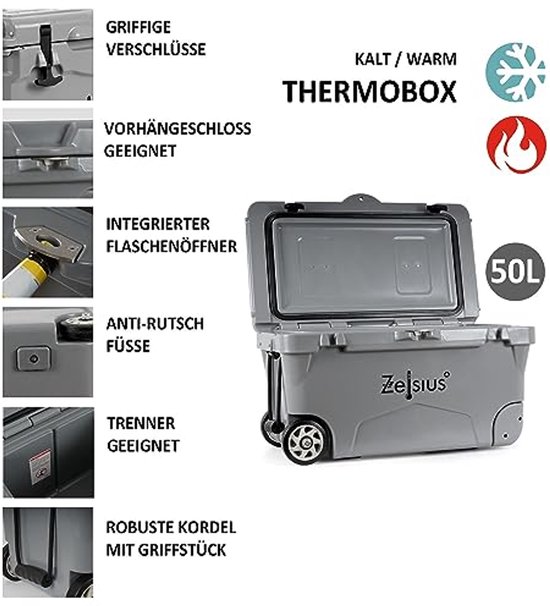 Koelbox 50 liter met wielen voor auto, camping en outdoor activiteiten van Koelbox. — afbeelding 3
