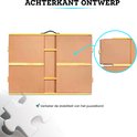 Achterkant van het houten puzzelbord, met een verstevigd ontwerp en een uitneembare plaat.