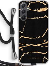 Case Company® - Coque Samsung Galaxy A34 avec cordon - Marbre doré - Coque pour téléphone avec cordon Zwart - Protection sur tous les côtés et sur le bord de l'écran