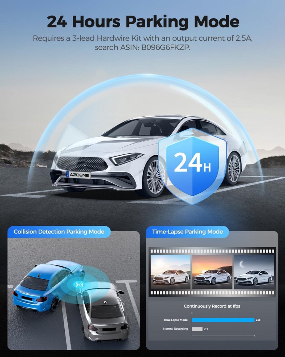Dashcam voor auto voor en achter – Dual dashcam – Voor- en achtercamera – Autocamera – Full HD dashcam – Dashcam met nachtzicht – Dashcam met bewegingssensor – Groothoeklens – Parkeermodus – Loop recording – Dashcam met SD-kaart – foto 6