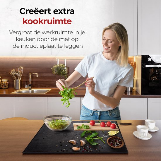 KitchyMist Inductie Beschermer 90x52 cm - Kruiden en Specerijen Limoen - Kookplaat Beschermer - Afdekplaat voor Kookplaat - Inductie Mat - Spatscherm Achterwand Keuken