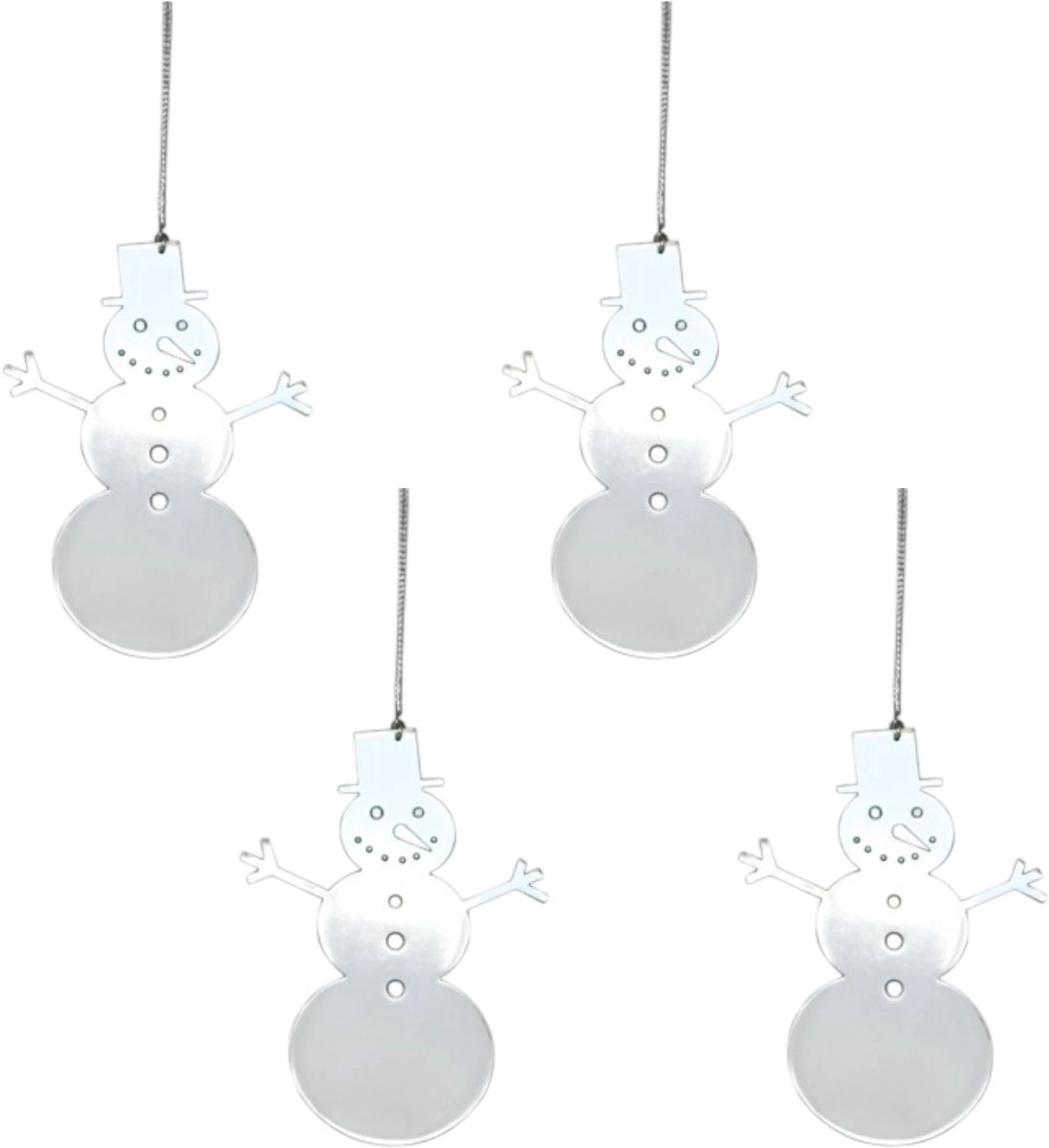 Zilveren sneeuwpop kersthanger metaal (set 4) - Pluto Design
