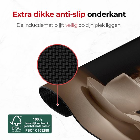 KitchyMist Inductie Beschermer 80x52 cm - Koffie Kopje - Kookplaat Beschermer - Afdekplaat voor Kookplaat - Inductie Mat - Spatscherm Achterwand Keuken