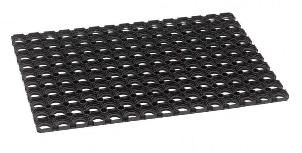 Rubberen ringmat Zwart - 40x60cm - Deurmat - 23mm - Rubber - 20mm dia gaten - Milieuvriendelijk - Onderhoudsvriendelijk - Duurzaam - Buiten deurmat - Zeer sterk materiaal - Waterdoorlatend