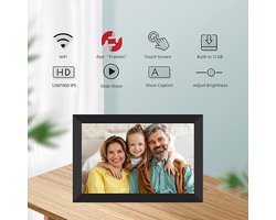 Frameo Digitale fotolijst, wifi, 32 GB, digitale fotolijst, 10,1 inch, 1280 x 800 IPS lcd-touchscreen met hoogwaardig , smart cloud-fotolijst met automatische rotatie, Digitale all-in-one , momenten, direct delen via de Frameo-app