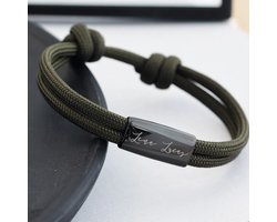Verstelbare paracord herenarmband met naam – Stoere armband voor heren met touw – Cadeau voor man, vader, vriend - Gepersonaliseerd