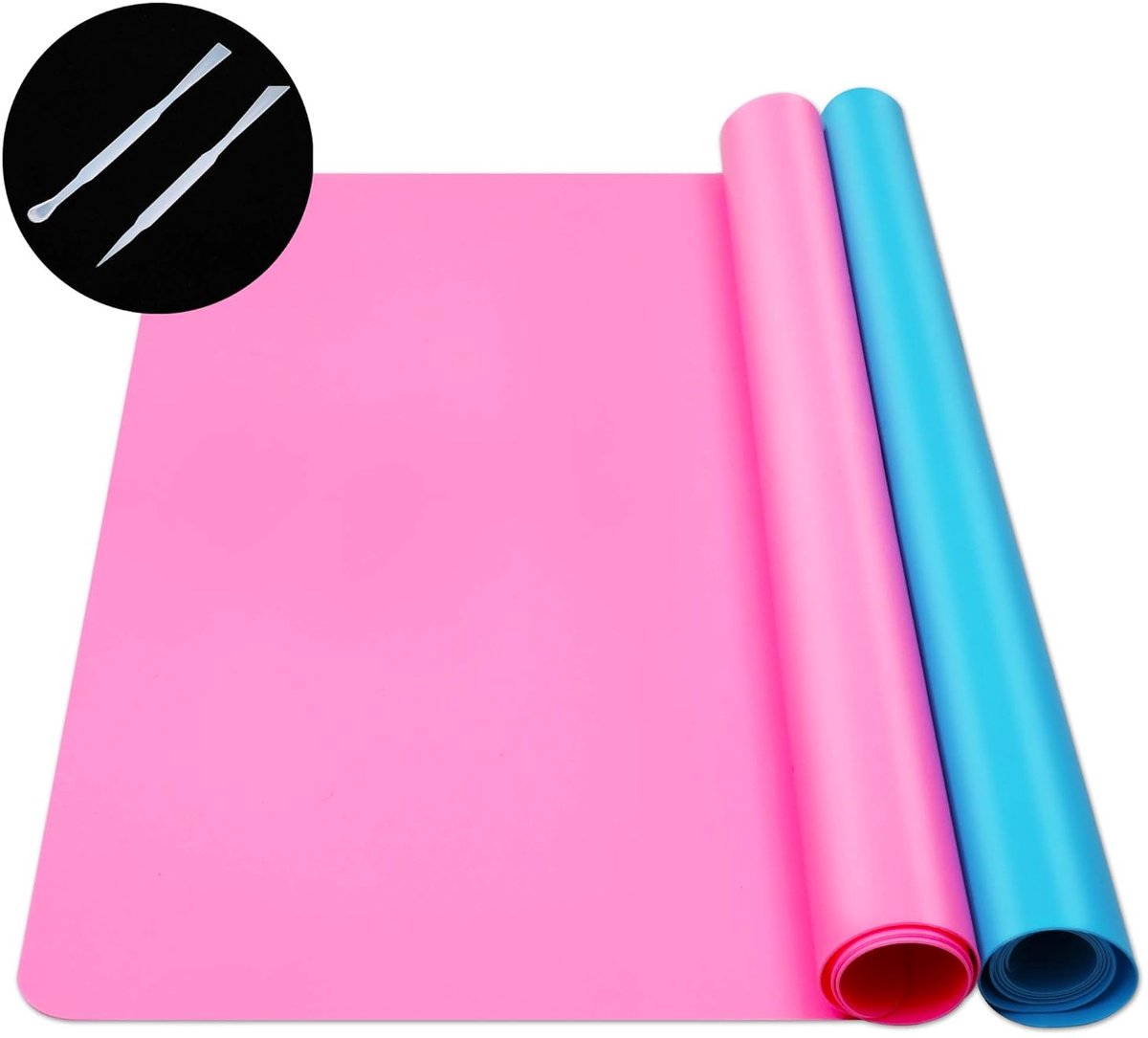 Siliconen Harsmat - Multifunctioneel - Set van 2 - Blauw en Roze - 50 x 39 cm