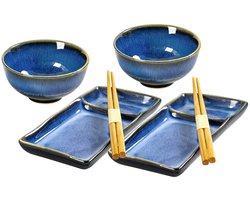 Sushi serveerset - Japans design - set van 2 - blauw
