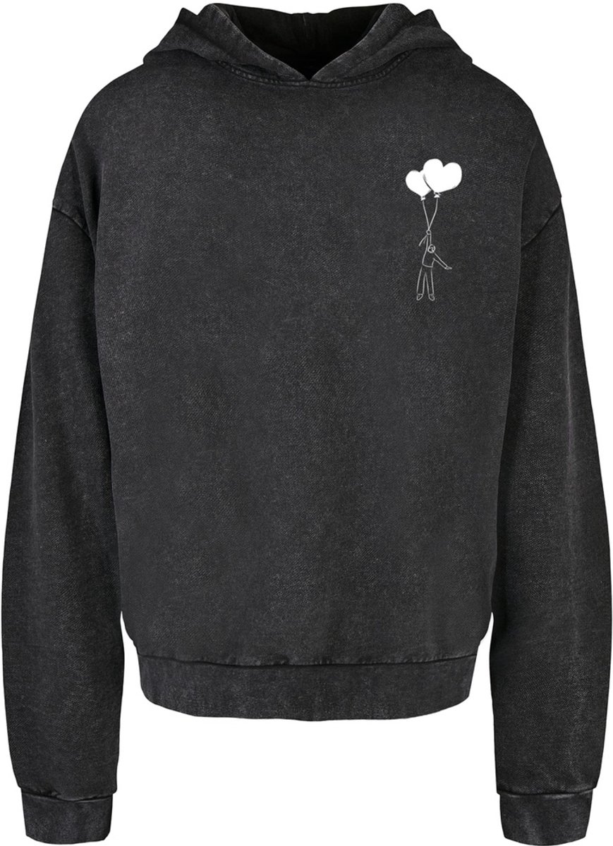 Merchcode Love In The Air Acid Washed Oversize Hoody MP5012688 Black-S