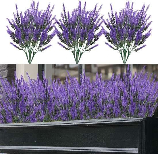 QPFO® Kunstlavendel set 12 stuks - UV bestendige kunstbloemen - Decoratie voor binnen en buiten