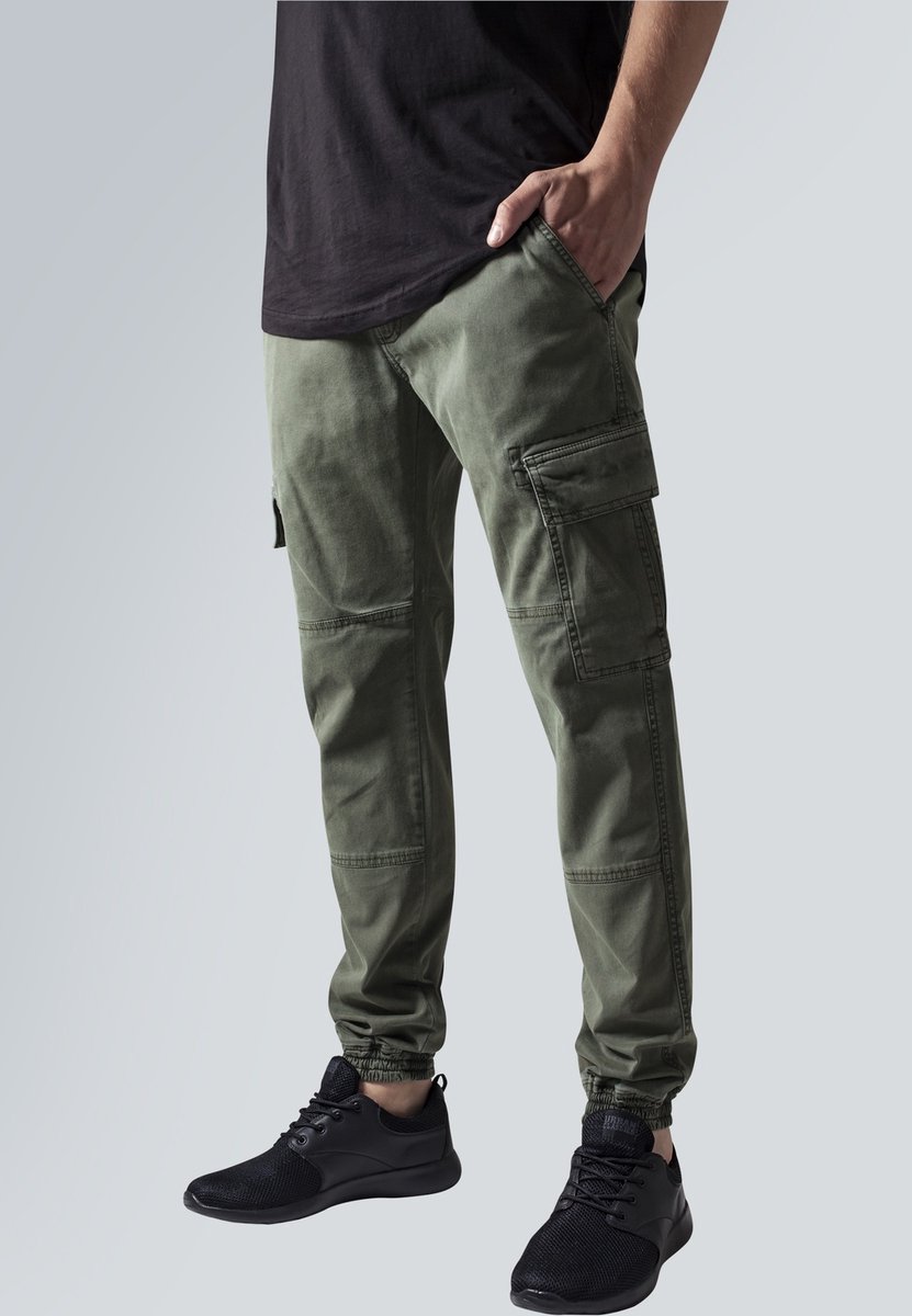 Urban Classics Washed Twill Cargobroek Taille 42 inch Zwart