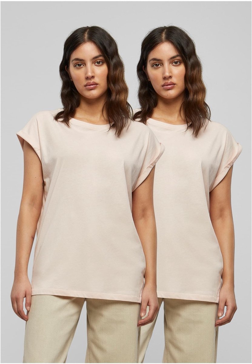 Urban Classics Damen Pre-Pack Ladies Extended Shoulder Tee 2-Pack PP771P -XL Roze