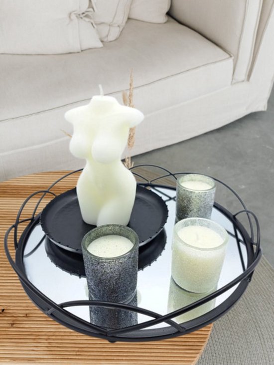 Kaarsen Set met Spiegel Plateau – Luxe Cadeau voor Vrouw, Vriendin of Collega | Kerst & Verjaardag