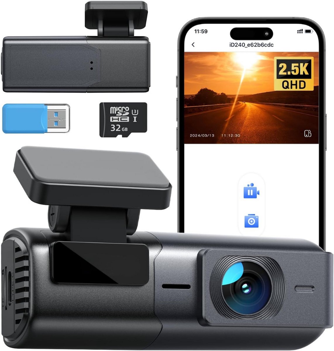 Dashcam voor auto voor en achter – Dual dashcam – Voor- en achtercamera – Autocamera – Full HD dashcam – Dashcam met nachtzicht – Dashcam met bewegingssensor – Groothoeklens – Parkeermodus – Loop recording – Dashcam met SD-kaart