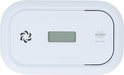 Witte koolmonoxidemelder met display en test/hush knop. "CARBON MONOXIDE ALARM" staat boven het display.